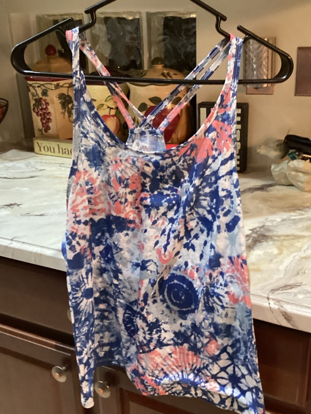 Tie-Dye Strappy Tank Top in Blue and Pink